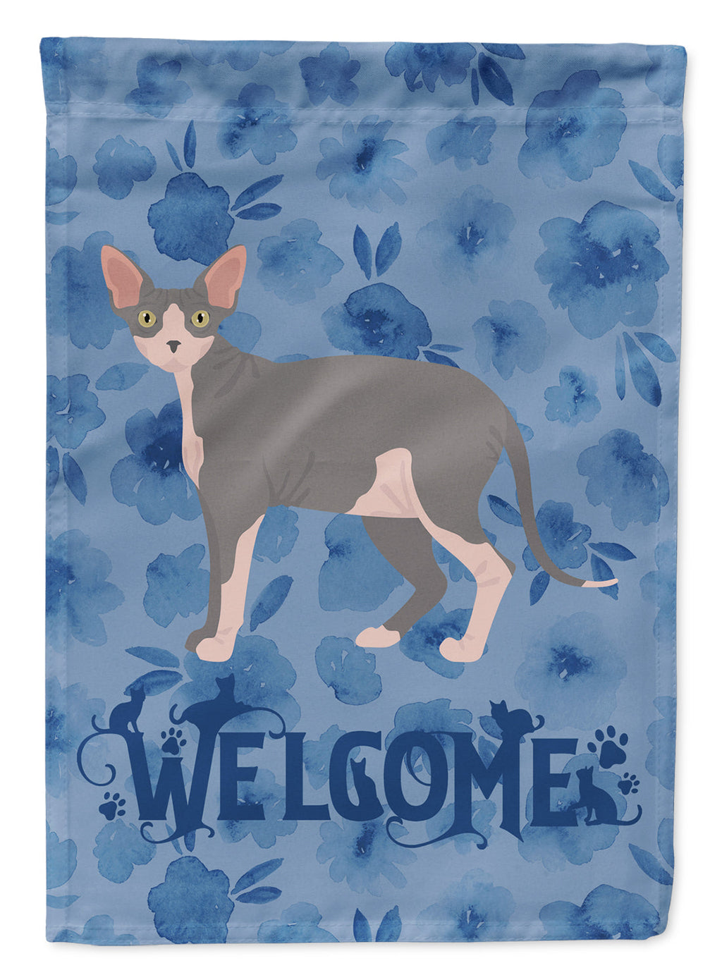 Sphynx #2 Cat Welcome House Flag 28x40 Porch Sleeve Pole Decorative Outside Yard Banner Artwork Wall Hanging, Polyester