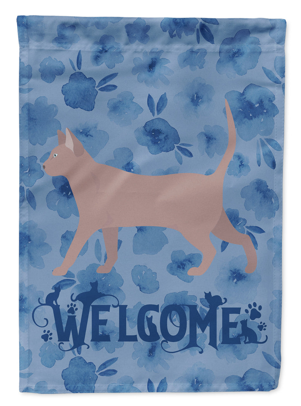 Thai Lilac #2 Cat Welcome House Flag 28x40 Porch Sleeve Pole Decorative Outside Yard Banner Artwork Wall Hanging, Polyester
