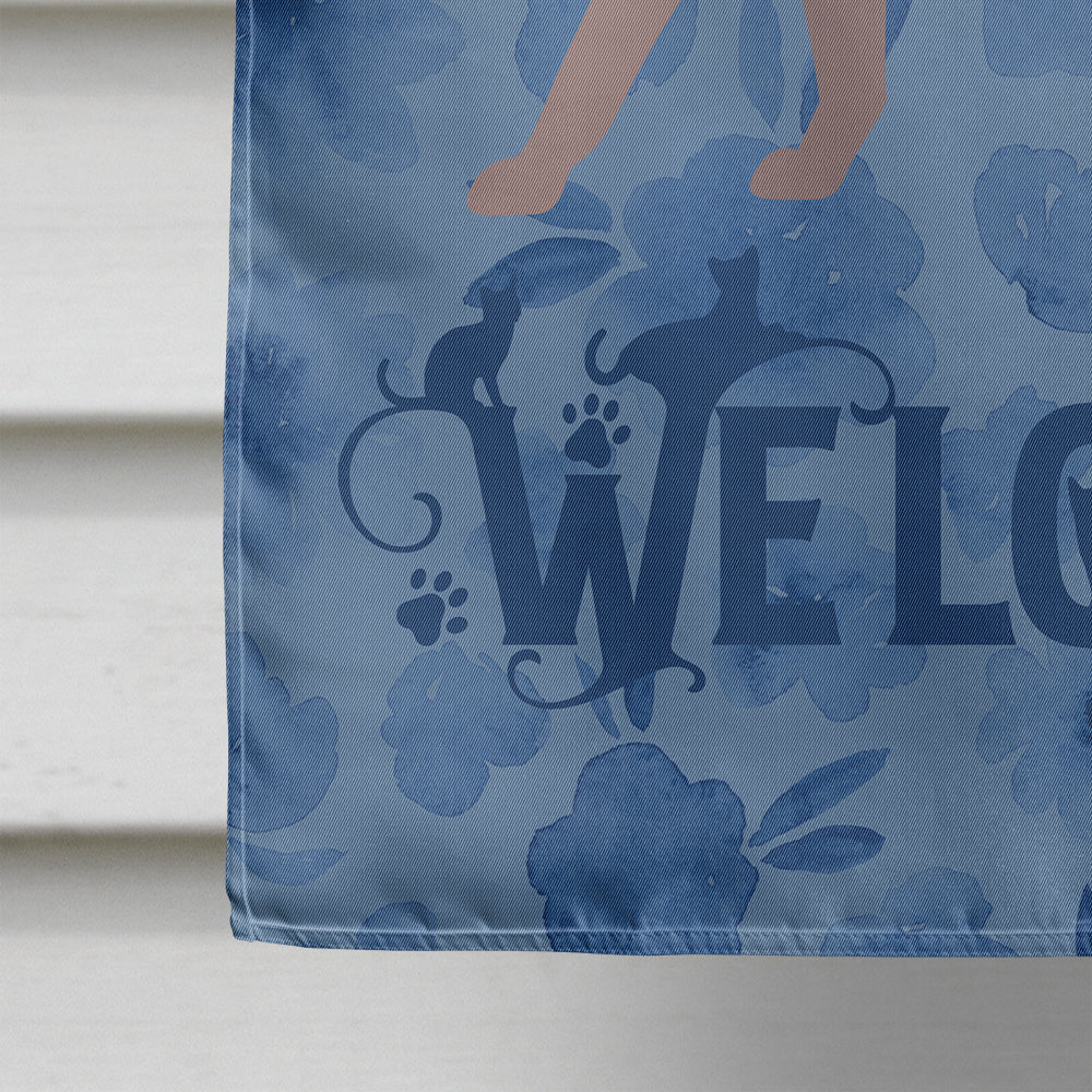 Thai Lilac #2 Cat Welcome House Flag 28x40 Porch Sleeve Pole Decorative Outside Yard Banner Artwork Wall Hanging, Polyester