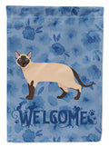 Tonkinese Cat Welcome House Flag 28x40 Porch Sleeve Pole Decorative Outside Yard Banner Artwork Wall Hanging, Polyester