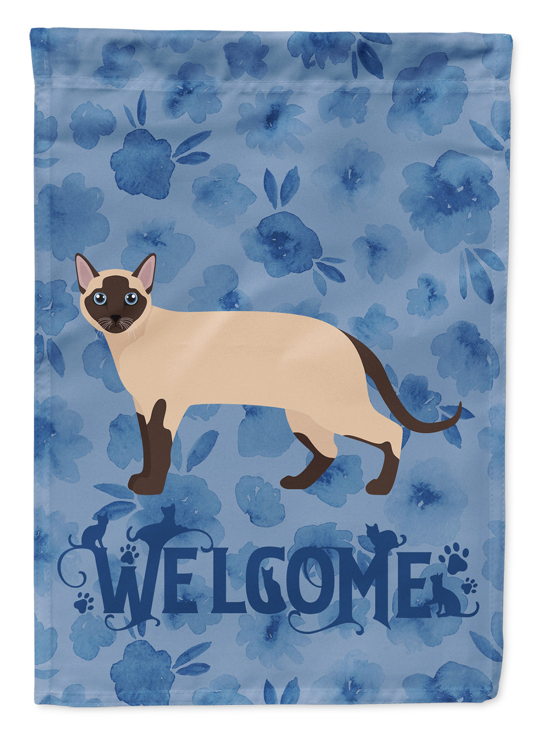 Tonkinese Cat Welcome House Flag 28x40 Porch Sleeve Pole Decorative Outside Yard Banner Artwork Wall Hanging, Polyester