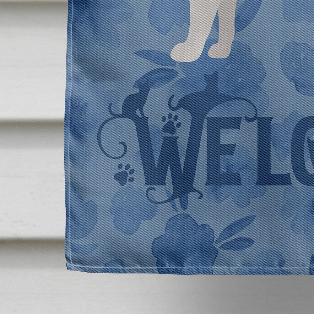 Turkish Angora Cat Welcome House Flag 28x40 Porch Sleeve Pole Decorative Outside Yard Banner Artwork Wall Hanging, Polyester