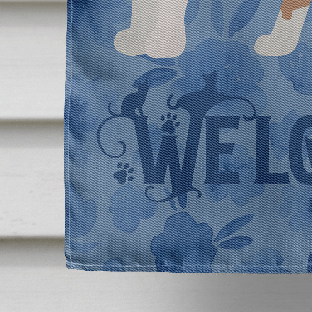 Turkish Van Cat Welcome House Flag 28x40 Porch Sleeve Pole Decorative Outside Yard Banner Artwork Wall Hanging, Polyester