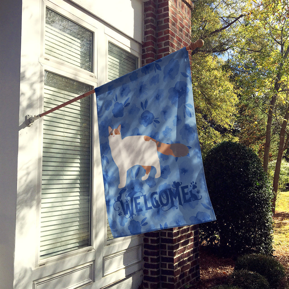 Turkish Van #2 Cat Welcome House Flag 28x40 Porch Sleeve Pole Decorative Outside Yard Banner Artwork Wall Hanging, Polyester