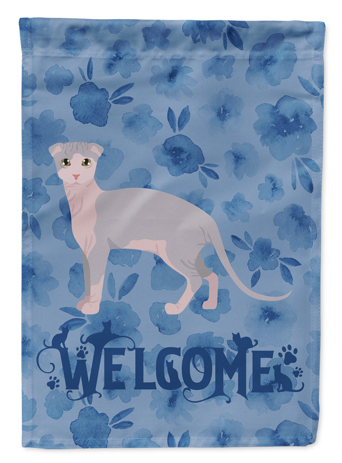 Ukrainian Levkoy Cat Welcome House Flag 28x40 Porch Sleeve Pole Decorative Outside Yard Banner Artwork Wall Hanging, Polyester