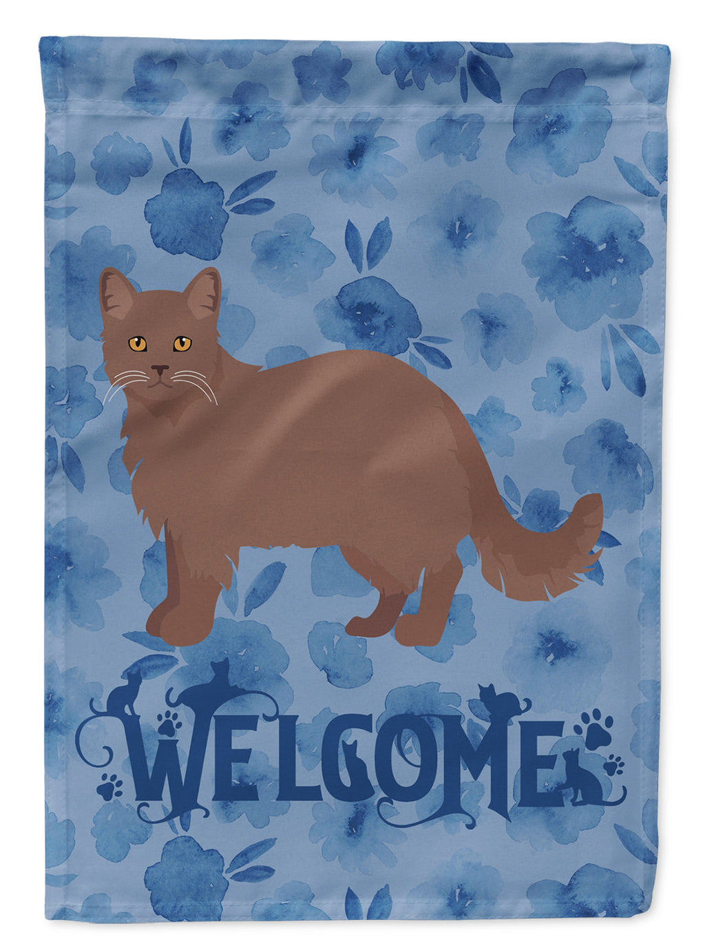 York Chocolate #1 Cat Welcome House Flag 28x40 Porch Sleeve Pole Decorative Outside Yard Banner Artwork Wall Hanging, Polyester