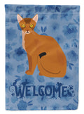 Abyssinian Cat Welcome House Flag 28x40 Porch Sleeve Pole Decorative Outside Yard Banner Artwork Wall Hanging, Polyester