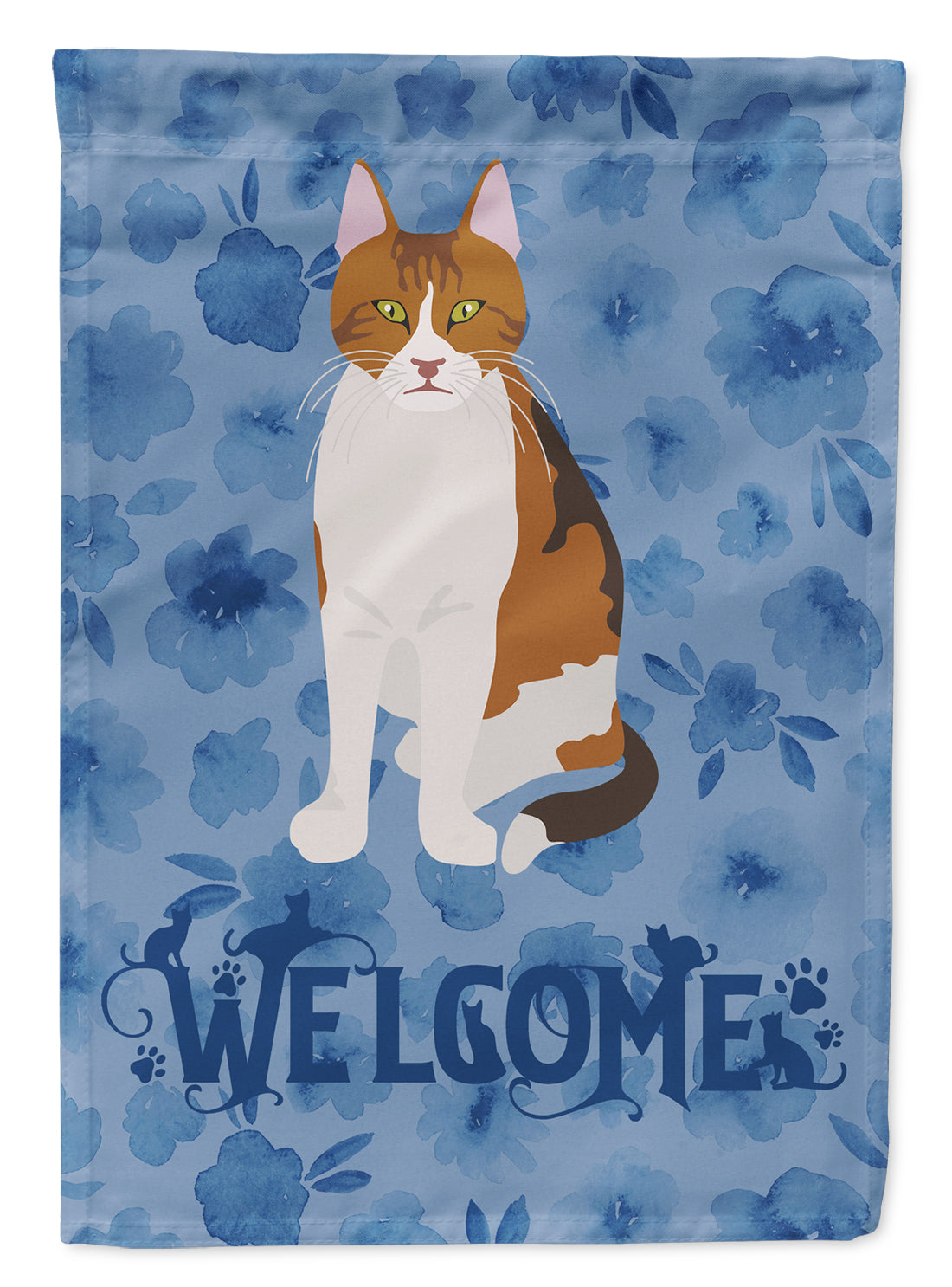 Aegean Cat Welcome House Flag 28x40 Porch Sleeve Pole Decorative Outside Yard Banner Artwork Wall Hanging, Polyester