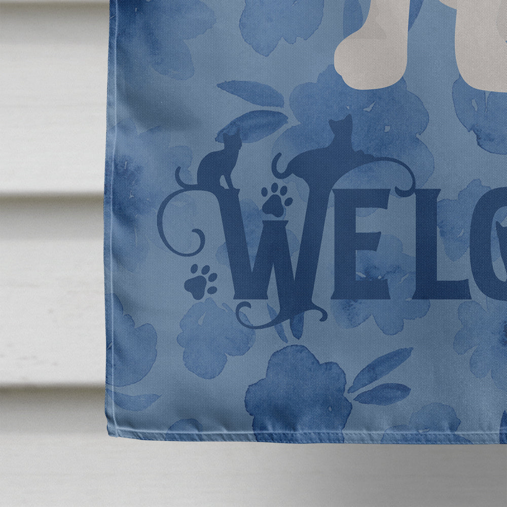 Aegean Cat Welcome House Flag 28x40 Porch Sleeve Pole Decorative Outside Yard Banner Artwork Wall Hanging, Polyester