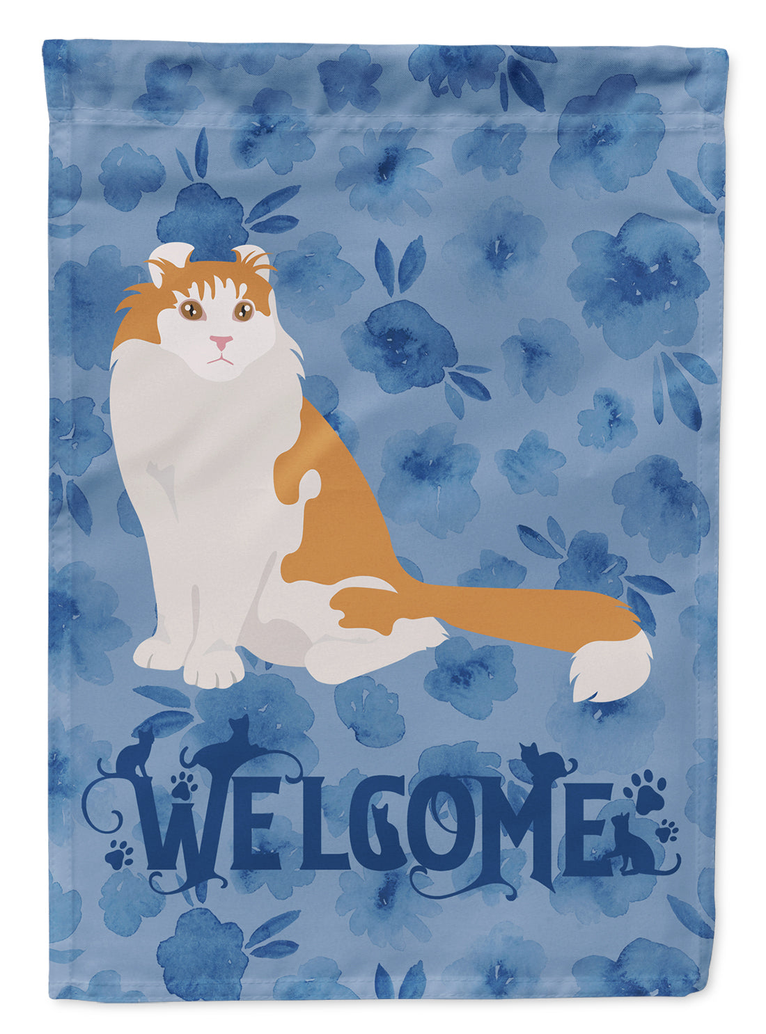 American Curl Cat Welcome House Flag 28x40 Porch Sleeve Pole Decorative Outside Yard Banner Artwork Wall Hanging, Polyester