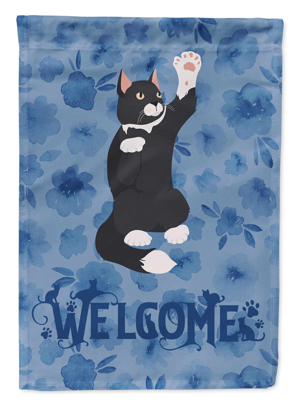 American Polydactyl Cat Welcome House Flag 28x40 Porch Sleeve Pole Decorative Outside Yard Banner Artwork Wall Hanging, Polyester