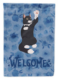 American Polydactyl Cat Welcome House Flag 28x40 Porch Sleeve Pole Decorative Outside Yard Banner Artwork Wall Hanging, Polyester