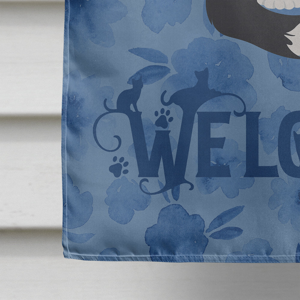 American Polydactyl Cat Welcome House Flag 28x40 Porch Sleeve Pole Decorative Outside Yard Banner Artwork Wall Hanging, Polyester