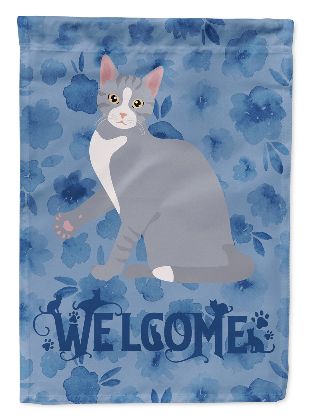 American Polydactyl #2 Cat Welcome House Flag 28x40 Porch Sleeve Pole Decorative Outside Yard Banner Artwork Wall Hanging, Polyester