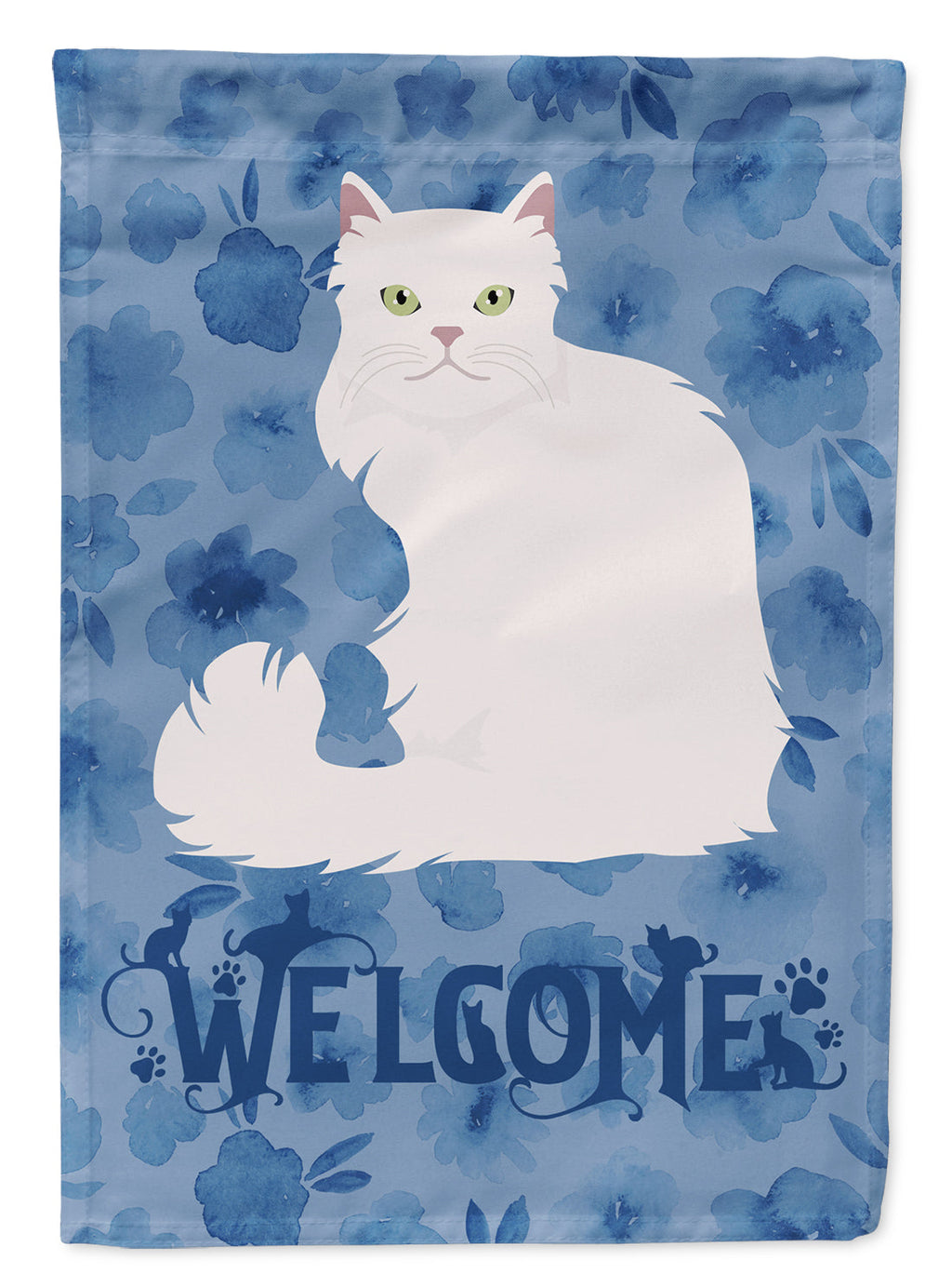 Asian Semi Longhaired Cat Welcome House Flag 28x40 Porch Sleeve Pole Decorative Outside Yard Banner Artwork Wall Hanging, Polyester
