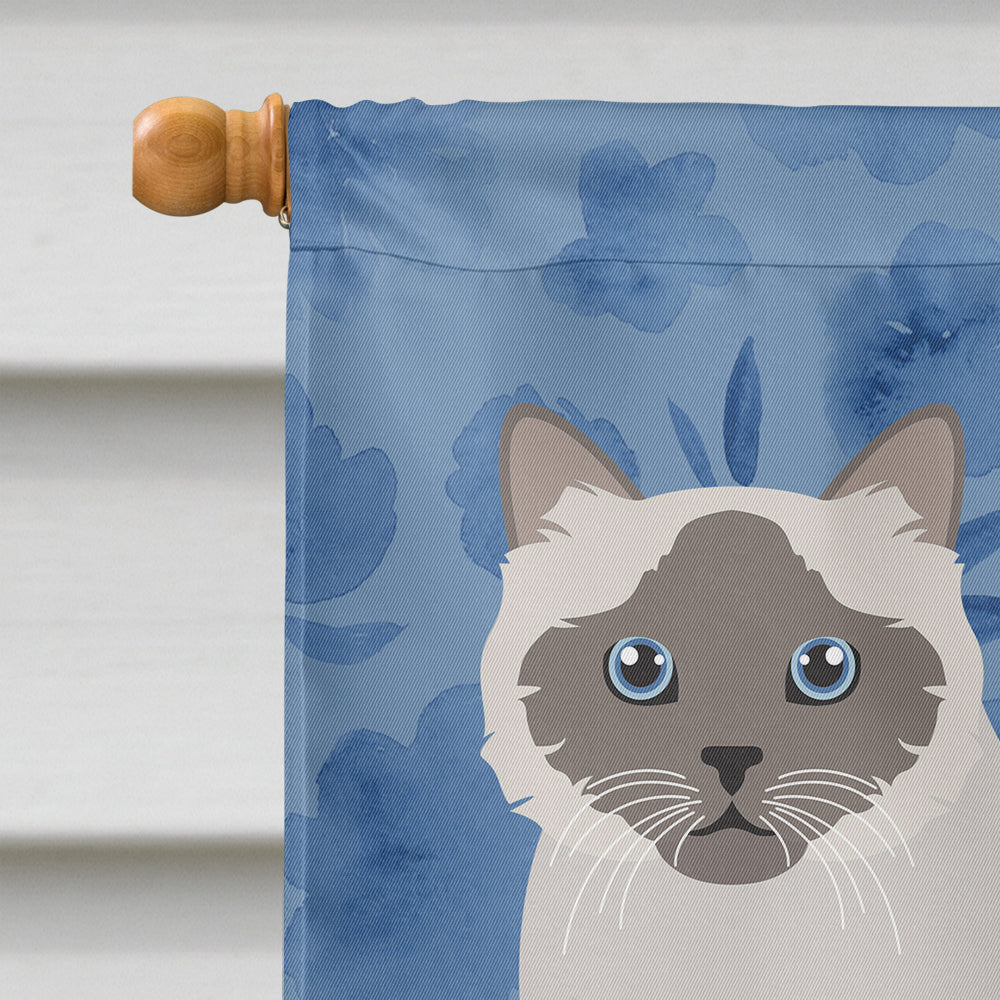 Birman Cat Welcome House Flag 28x40 Porch Sleeve Pole Decorative Outside Yard Banner Artwork Wall Hanging, Polyester