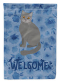 British Semi Longhair Cat Welcome House Flag 28x40 Porch Sleeve Pole Decorative Outside Yard Banner Artwork Wall Hanging, Polyester