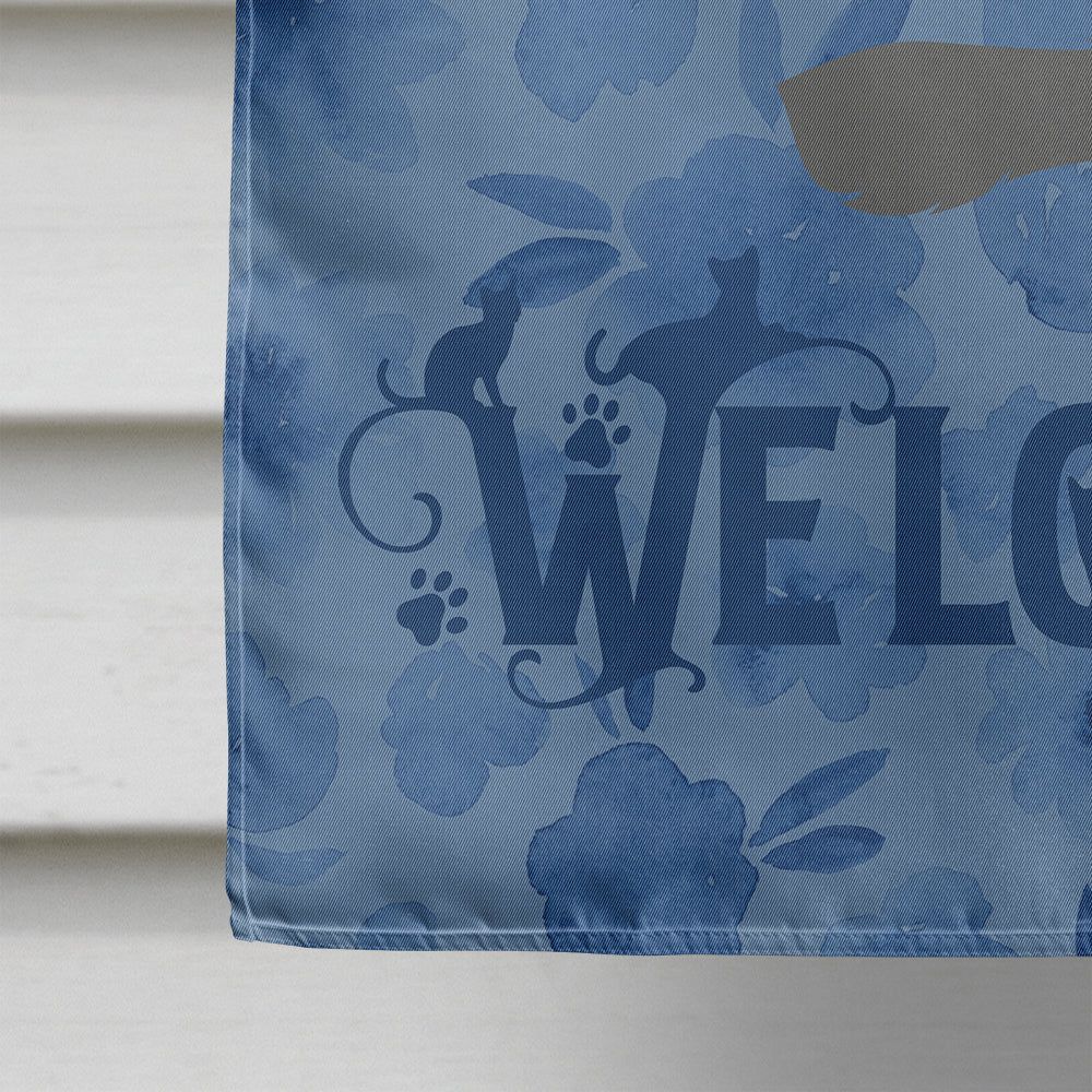 British Semi Longhair Cat Welcome House Flag 28x40 Porch Sleeve Pole Decorative Outside Yard Banner Artwork Wall Hanging, Polyester