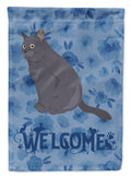 British Shorthair Cat Welcome House Flag 28x40 Porch Sleeve Pole Decorative Outside Yard Banner Artwork Wall Hanging, Polyester