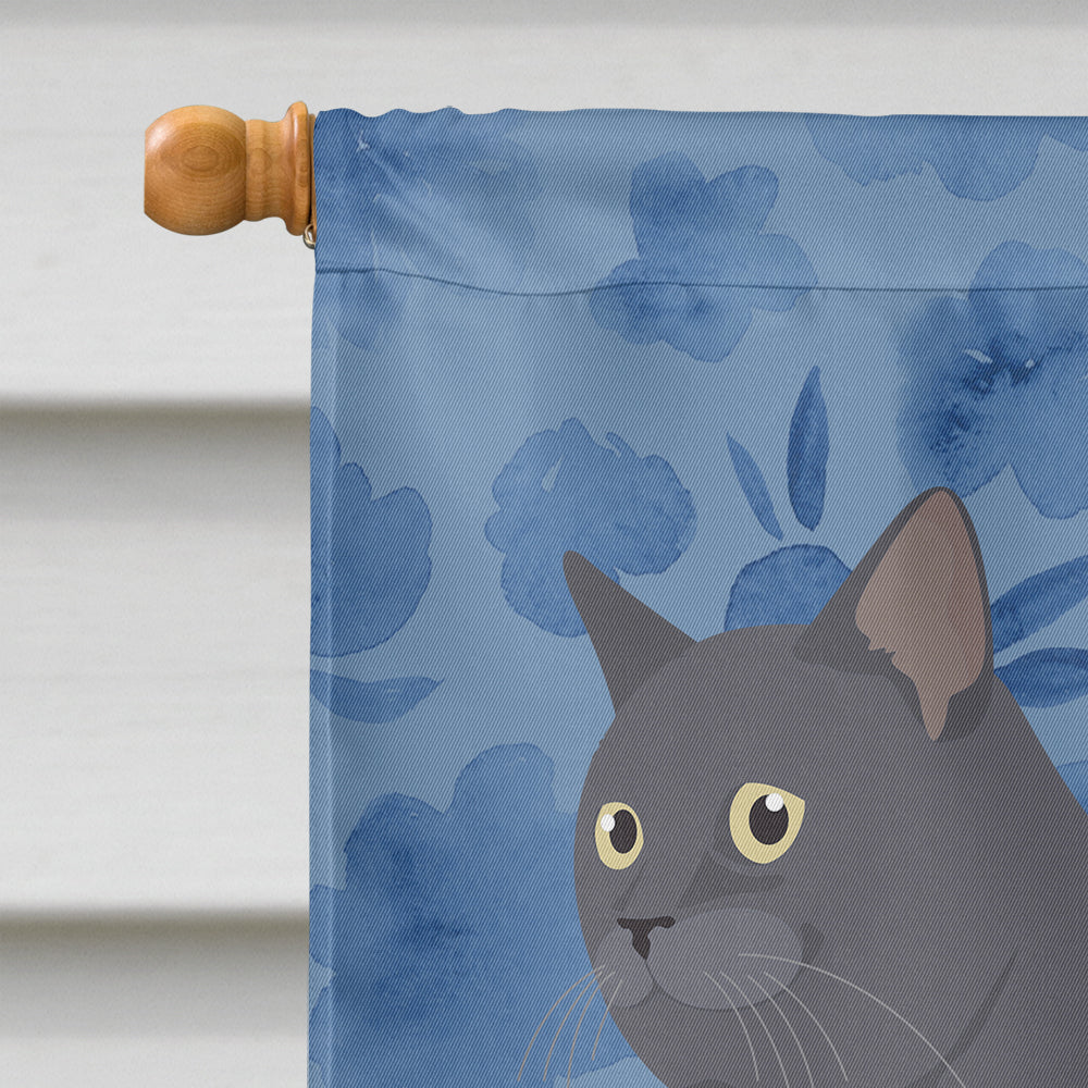 British Shorthair Cat Welcome House Flag 28x40 Porch Sleeve Pole Decorative Outside Yard Banner Artwork Wall Hanging, Polyester