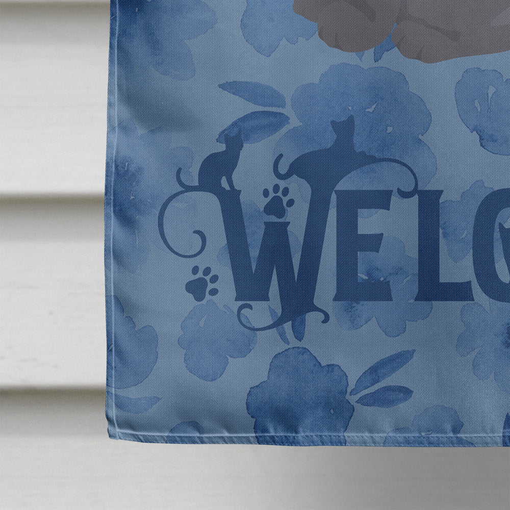 British Shorthair Cat Welcome House Flag 28x40 Porch Sleeve Pole Decorative Outside Yard Banner Artwork Wall Hanging, Polyester