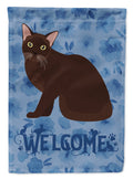 Burmese Cat Welcome House Flag 28x40 Porch Sleeve Pole Decorative Outside Yard Banner Artwork Wall Hanging, Polyester
