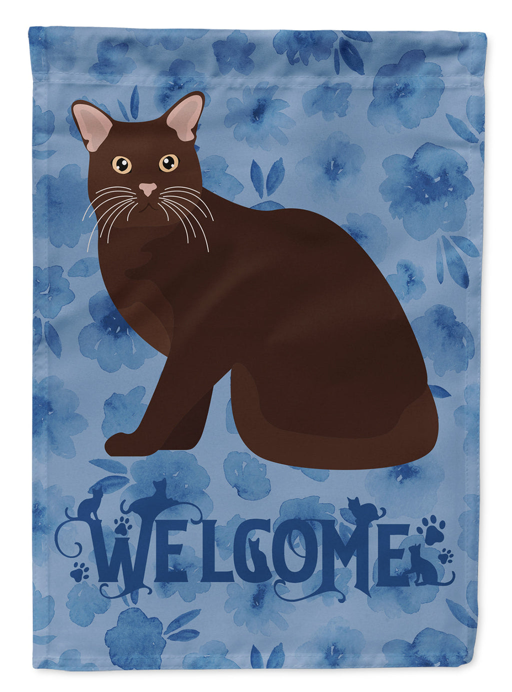 Burmese #2 Cat Welcome House Flag 28x40 Porch Sleeve Pole Decorative Outside Yard Banner Artwork Wall Hanging, Polyester