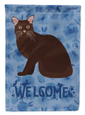 Burmese #2 Cat Welcome House Flag 28x40 Porch Sleeve Pole Decorative Outside Yard Banner Artwork Wall Hanging, Polyester
