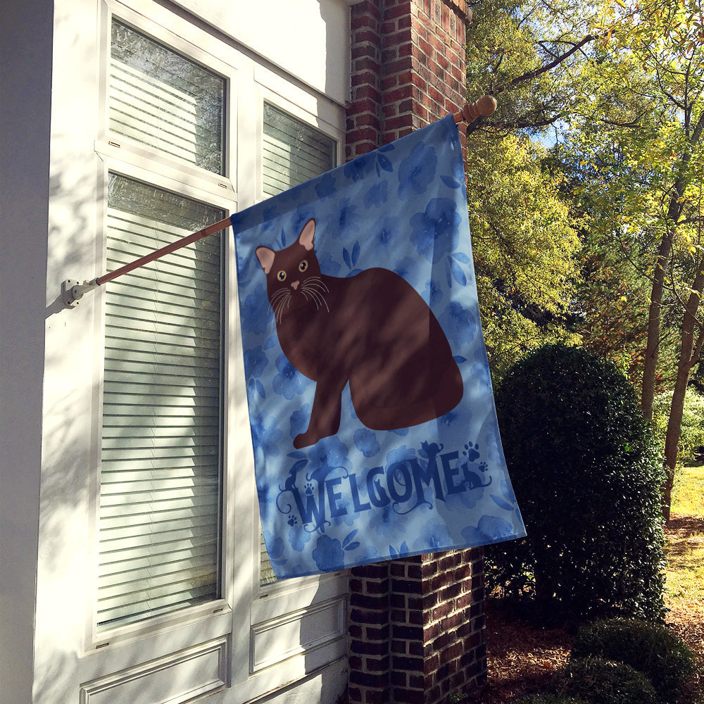 Burmese #2 Cat Welcome House Flag 28x40 Porch Sleeve Pole Decorative Outside Yard Banner Artwork Wall Hanging, Polyester