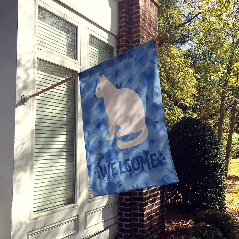 Burmilla #2 Cat Welcome House Flag 28x40 Porch Sleeve Pole Decorative Outside Yard Banner Artwork Wall Hanging, Polyester