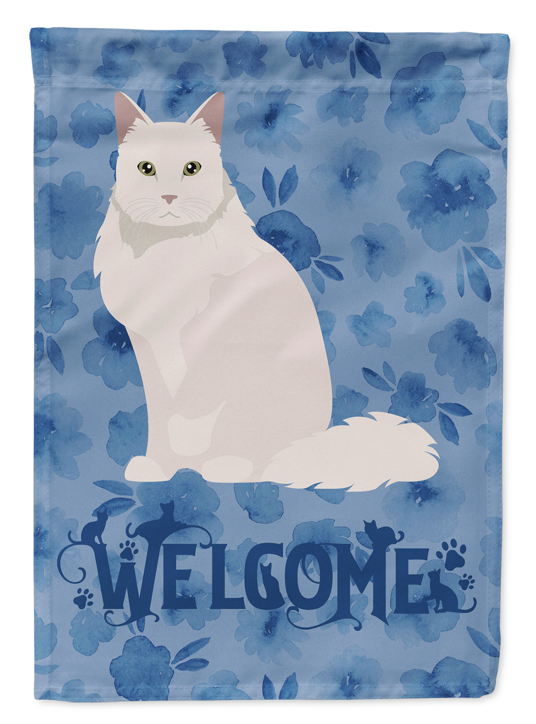 Chantilly Tiffany Cat Welcome House Flag 28x40 Porch Sleeve Pole Decorative Outside Yard Banner Artwork Wall Hanging, Polyester