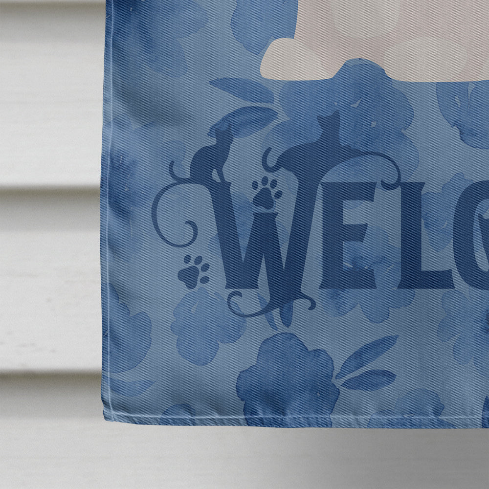 Chantilly Tiffany Cat Welcome House Flag 28x40 Porch Sleeve Pole Decorative Outside Yard Banner Artwork Wall Hanging, Polyester