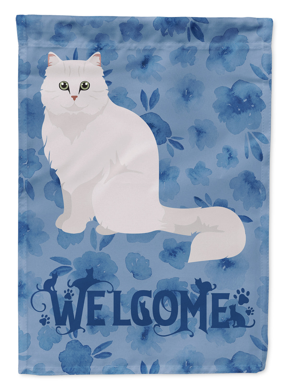 Chinchilla Persian Longhair Cat Welcome House Flag 28x40 Porch Sleeve Pole Decorative Outside Yard Banner Artwork Wall Hanging, Polyester