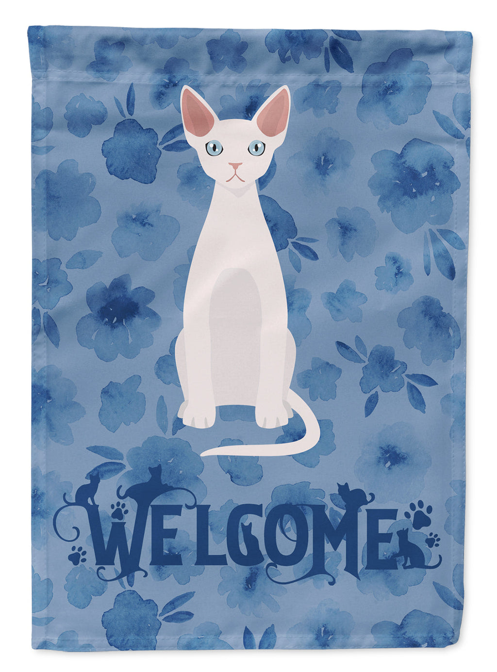 Devon Rex #2 Cat Welcome House Flag 28x40 Porch Sleeve Pole Decorative Outside Yard Banner Artwork Wall Hanging, Polyester