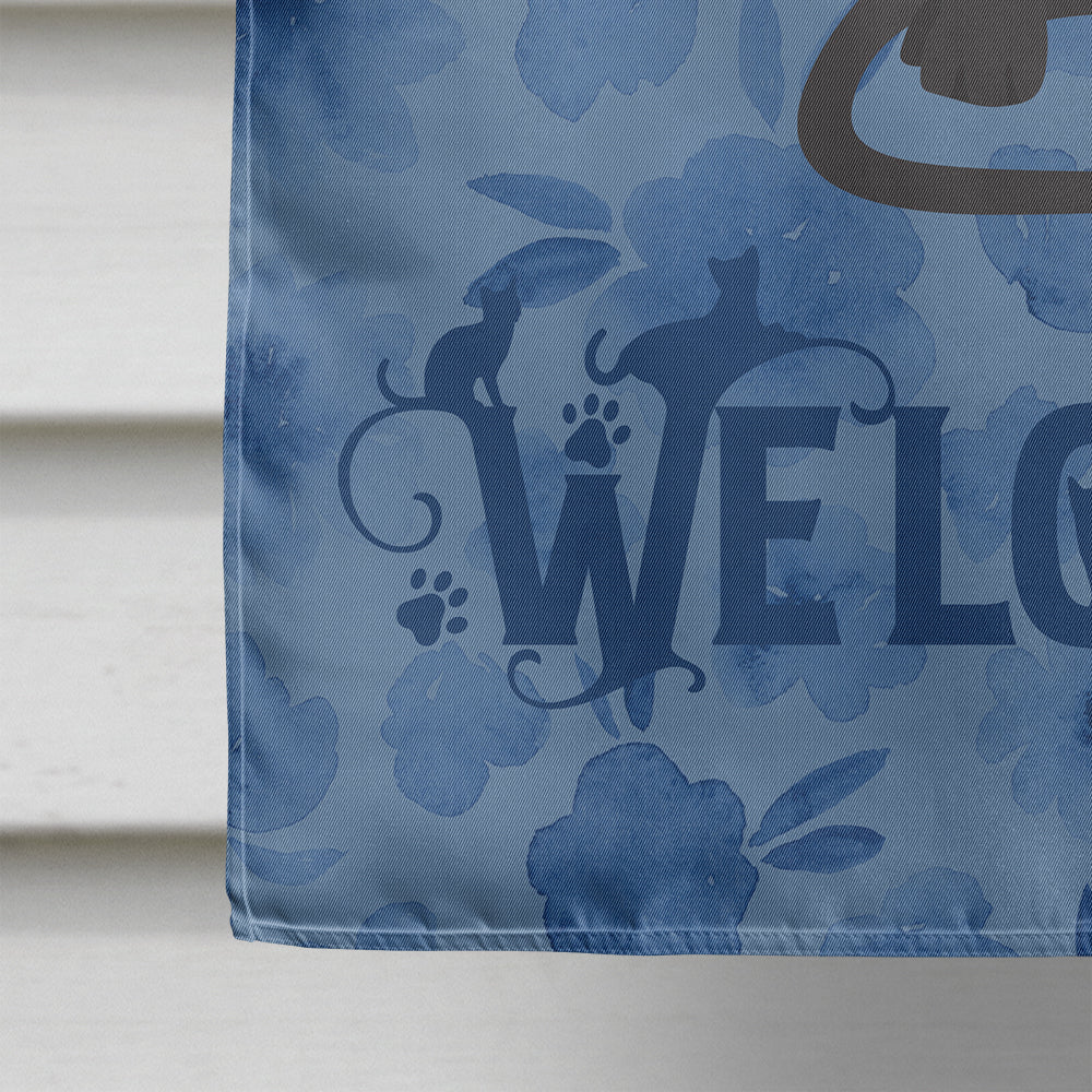 Devon Rex #3 Cat Welcome House Flag 28x40 Porch Sleeve Pole Decorative Outside Yard Banner Artwork Wall Hanging, Polyester