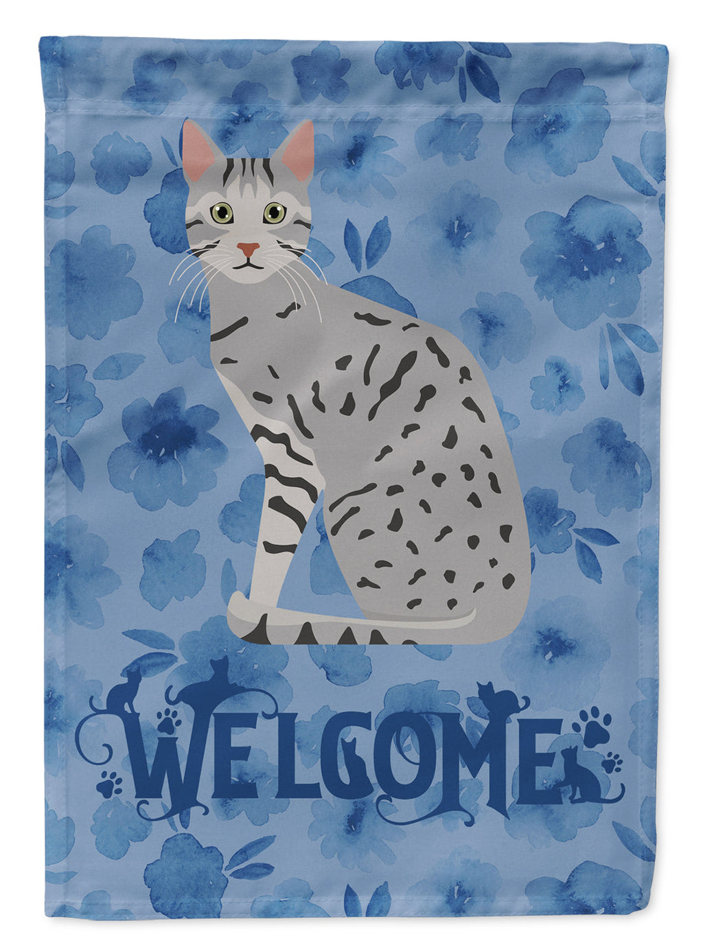 Egyptian Mau Cat Welcome House Flag 28x40 Porch Sleeve Pole Decorative Outside Yard Banner Artwork Wall Hanging, Polyester