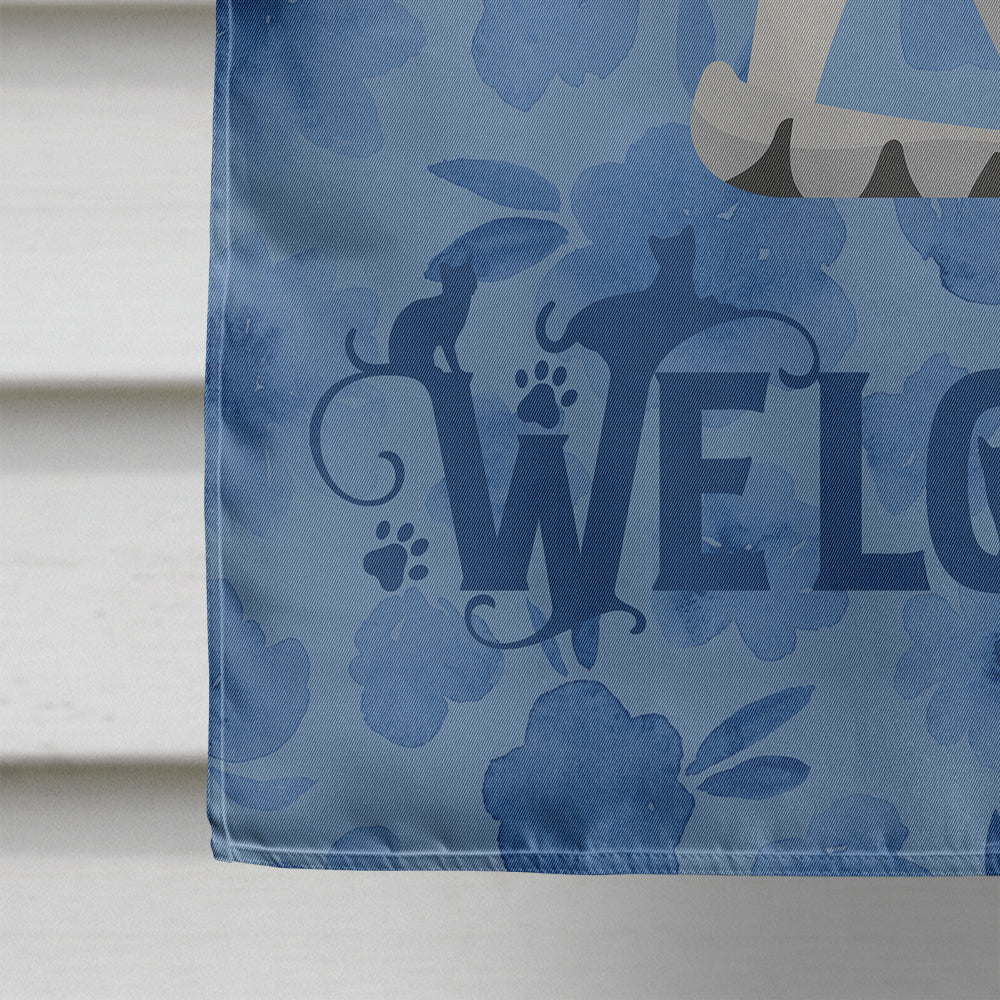 Egyptian Mau Cat Welcome House Flag 28x40 Porch Sleeve Pole Decorative Outside Yard Banner Artwork Wall Hanging, Polyester