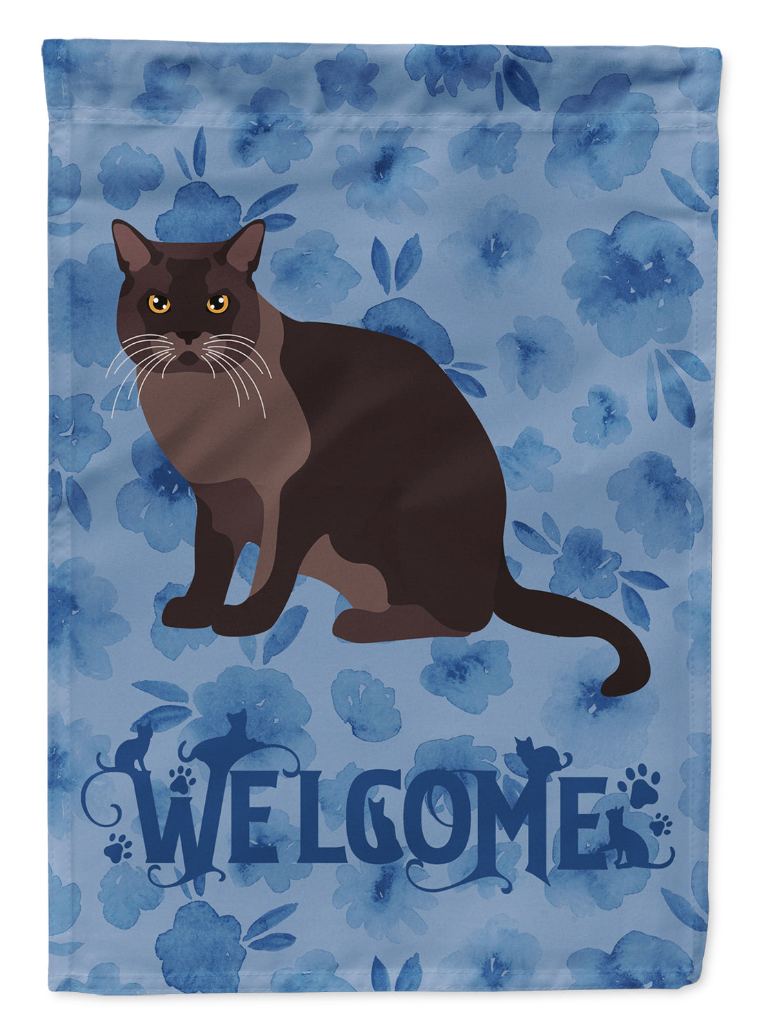 European Burmese Cat Welcome House Flag 28x40 Porch Sleeve Pole Decorative Outside Yard Banner Artwork Wall Hanging, Polyester