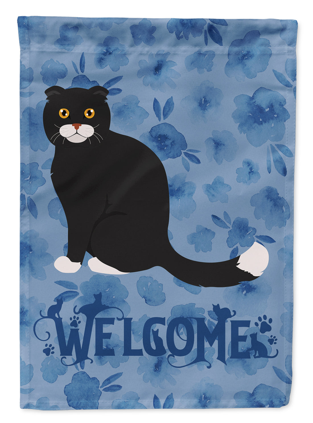 Foldex Exotic Fold #2 Cat Welcome House Flag 28x40 Porch Sleeve Pole Decorative Outside Yard Banner Artwork Wall Hanging, Polyester