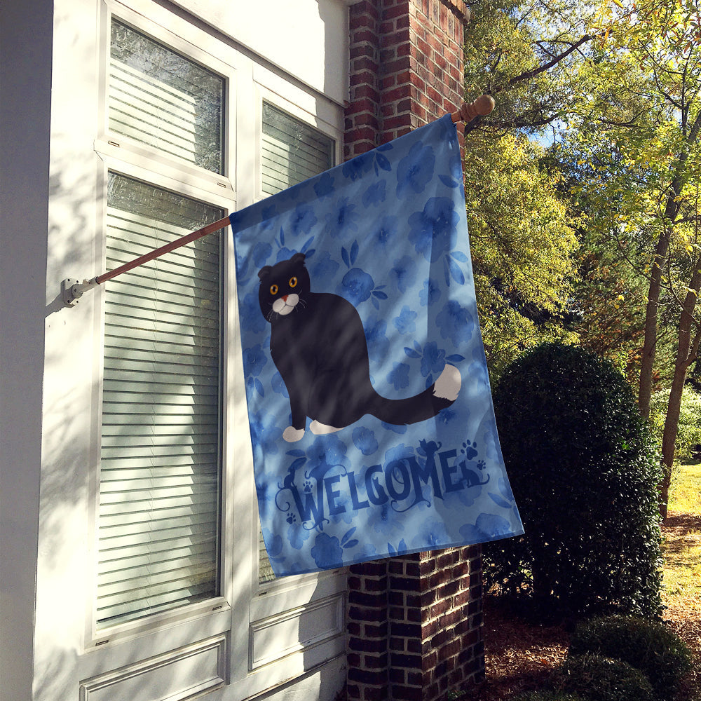 Foldex Exotic Fold #2 Cat Welcome House Flag 28x40 Porch Sleeve Pole Decorative Outside Yard Banner Artwork Wall Hanging, Polyester
