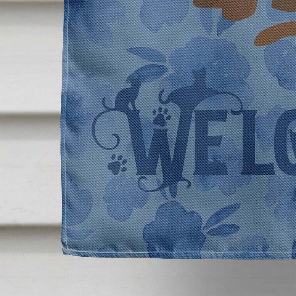 Havana Brown Cat Welcome House Flag 28x40 Porch Sleeve Pole Decorative Outside Yard Banner Artwork Wall Hanging, Polyester