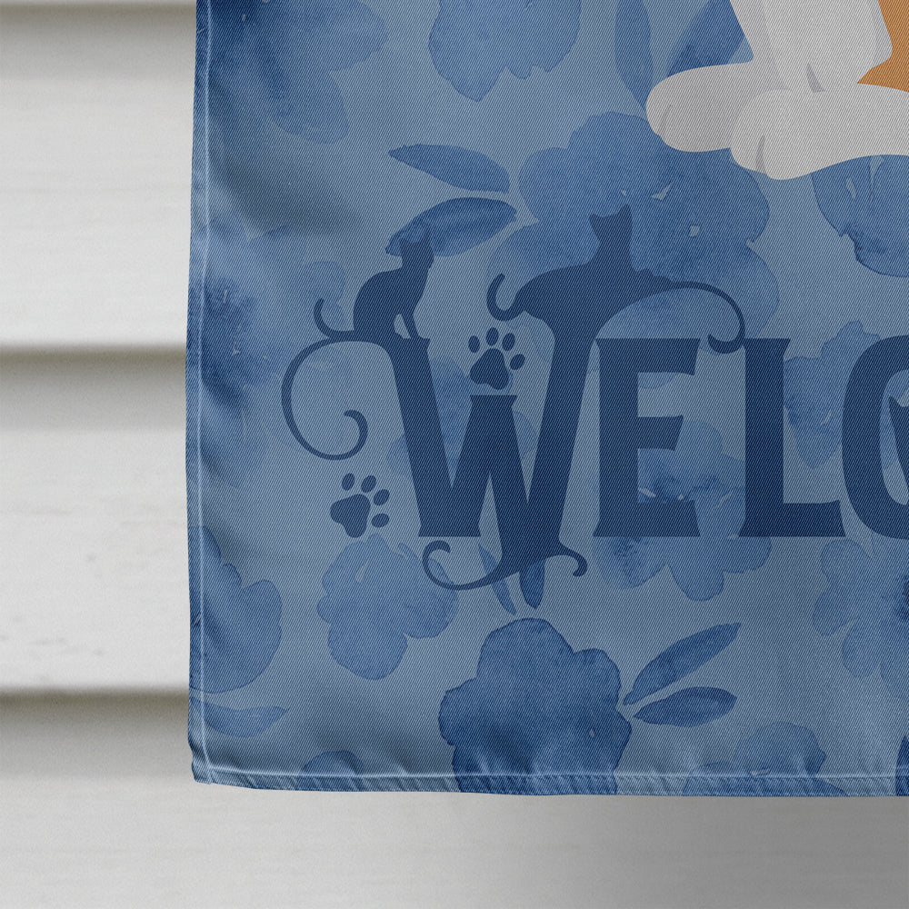 Japanese Bobtail Cat Welcome House Flag 28x40 Porch Sleeve Pole Decorative Outside Yard Banner Artwork Wall Hanging, Polyester