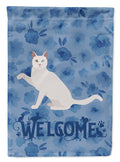 Khao Manee Cat Welcome House Flag 28x40 Porch Sleeve Pole Decorative Outside Yard Banner Artwork Wall Hanging, Polyester