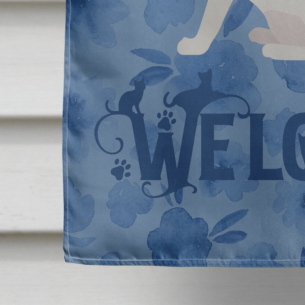 Khao Manee Cat Welcome House Flag 28x40 Porch Sleeve Pole Decorative Outside Yard Banner Artwork Wall Hanging, Polyester
