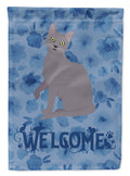 Korat Cat Welcome House Flag 28x40 Porch Sleeve Pole Decorative Outside Yard Banner Artwork Wall Hanging, Polyester