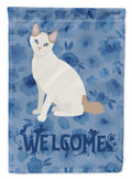 Korean Bobtail Cat Welcome House Flag 28x40 Porch Sleeve Pole Decorative Outside Yard Banner Artwork Wall Hanging, Polyester