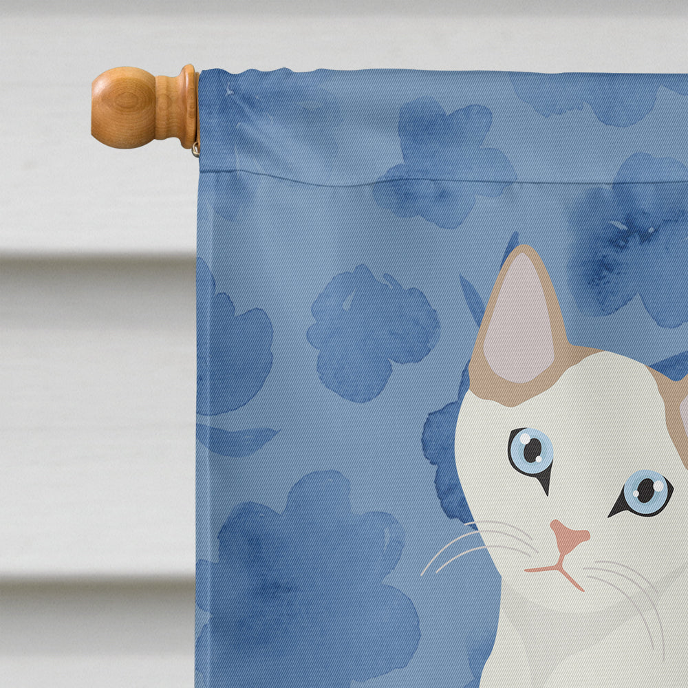 Korean Bobtail Cat Welcome House Flag 28x40 Porch Sleeve Pole Decorative Outside Yard Banner Artwork Wall Hanging, Polyester