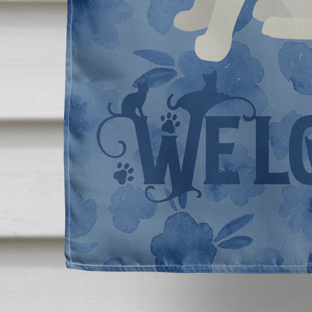 Korean Bobtail Cat Welcome House Flag 28x40 Porch Sleeve Pole Decorative Outside Yard Banner Artwork Wall Hanging, Polyester