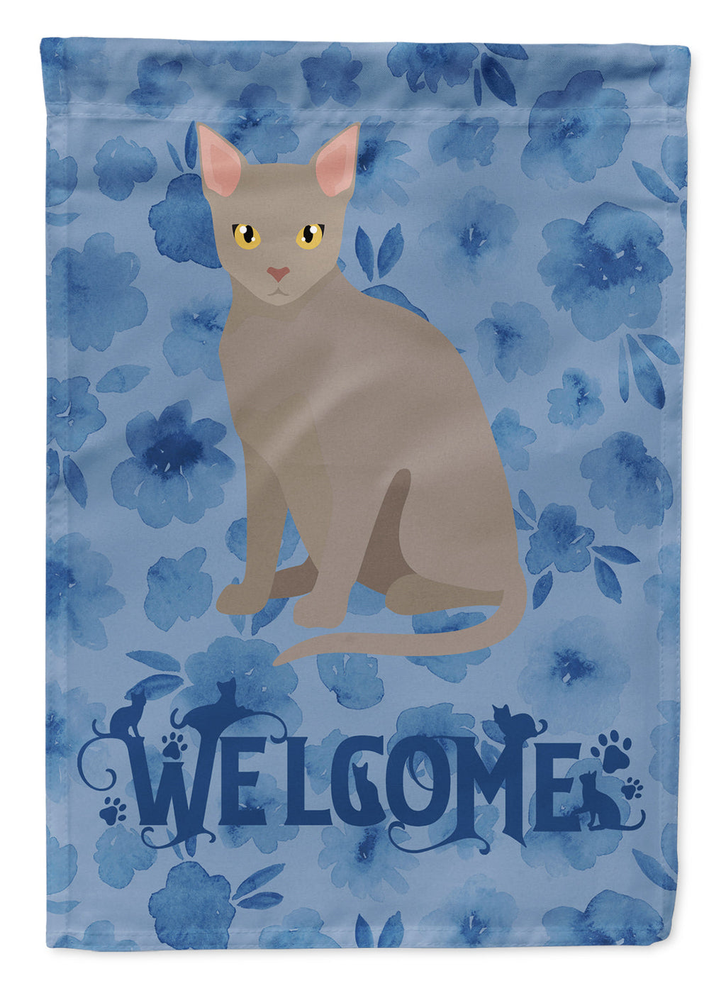 Malayan Cat Welcome House Flag 28x40 Porch Sleeve Pole Decorative Outside Yard Banner Artwork Wall Hanging, Polyester