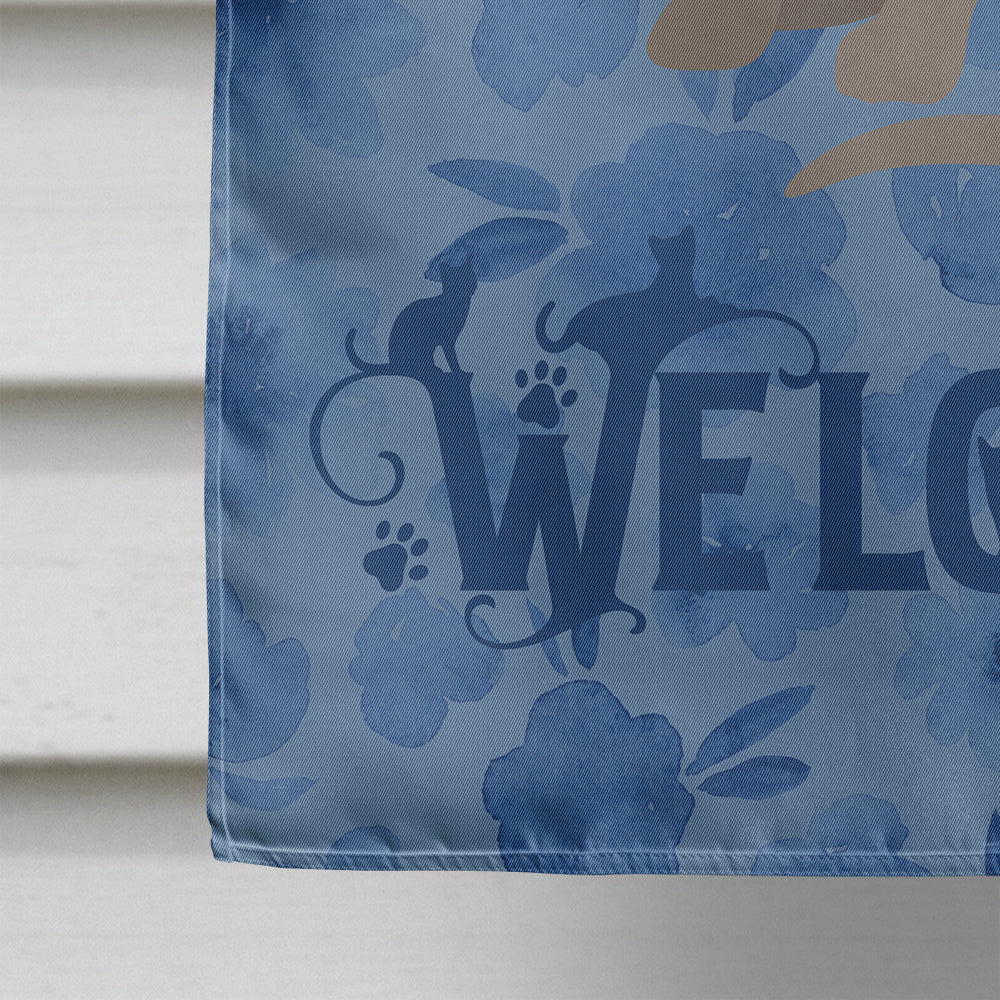 Malayan Cat Welcome House Flag 28x40 Porch Sleeve Pole Decorative Outside Yard Banner Artwork Wall Hanging, Polyester